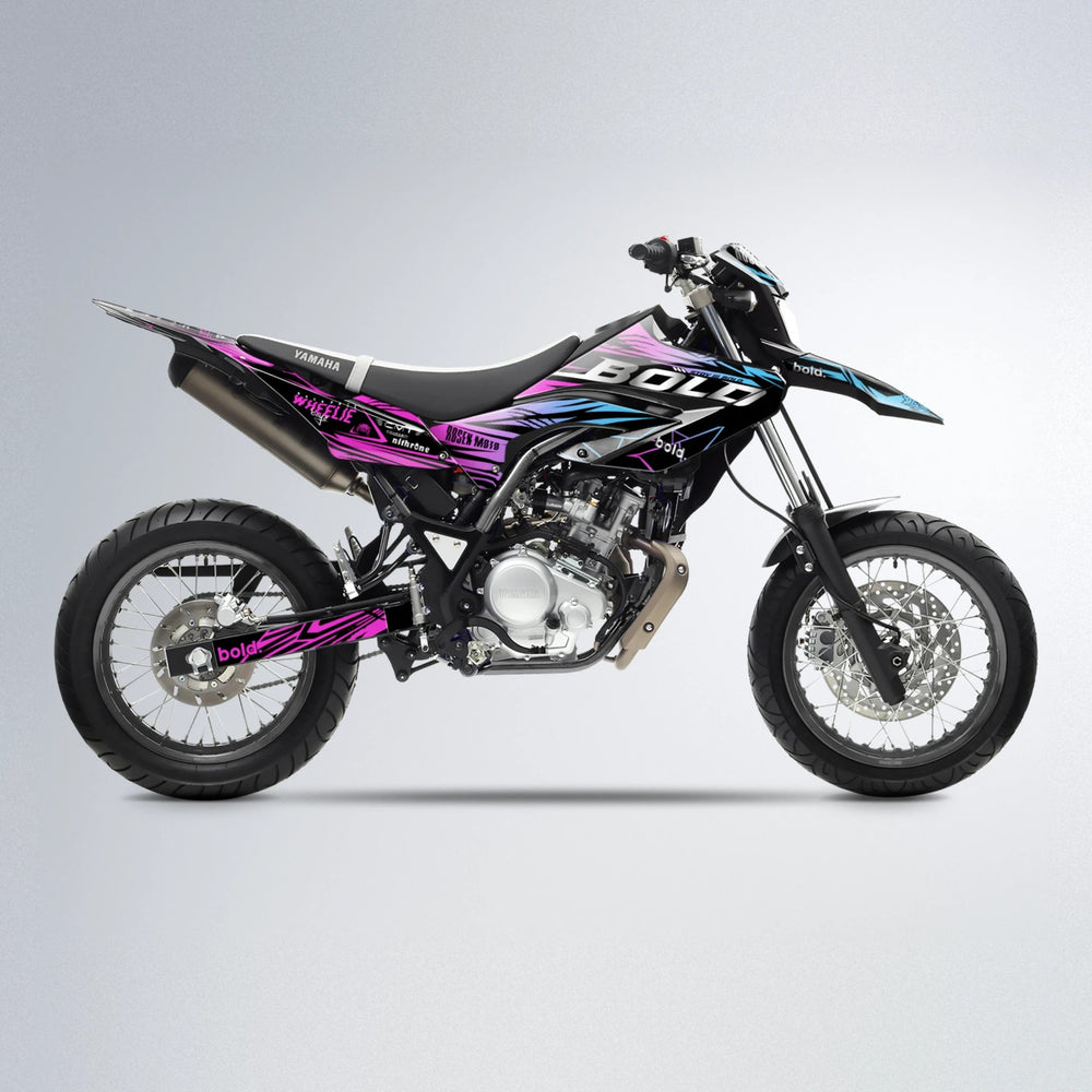 SEBBE ROSEN Yamaha WR 125X supermoto graphics kit in Pink & Light Blue