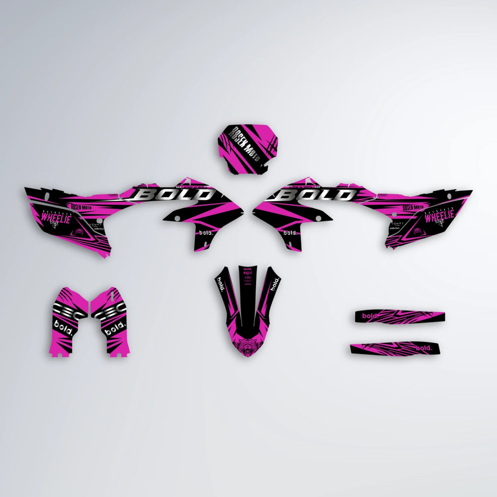 SEBBE ROSEN Yamaha YZF MX graphics kit parts layout in Pink