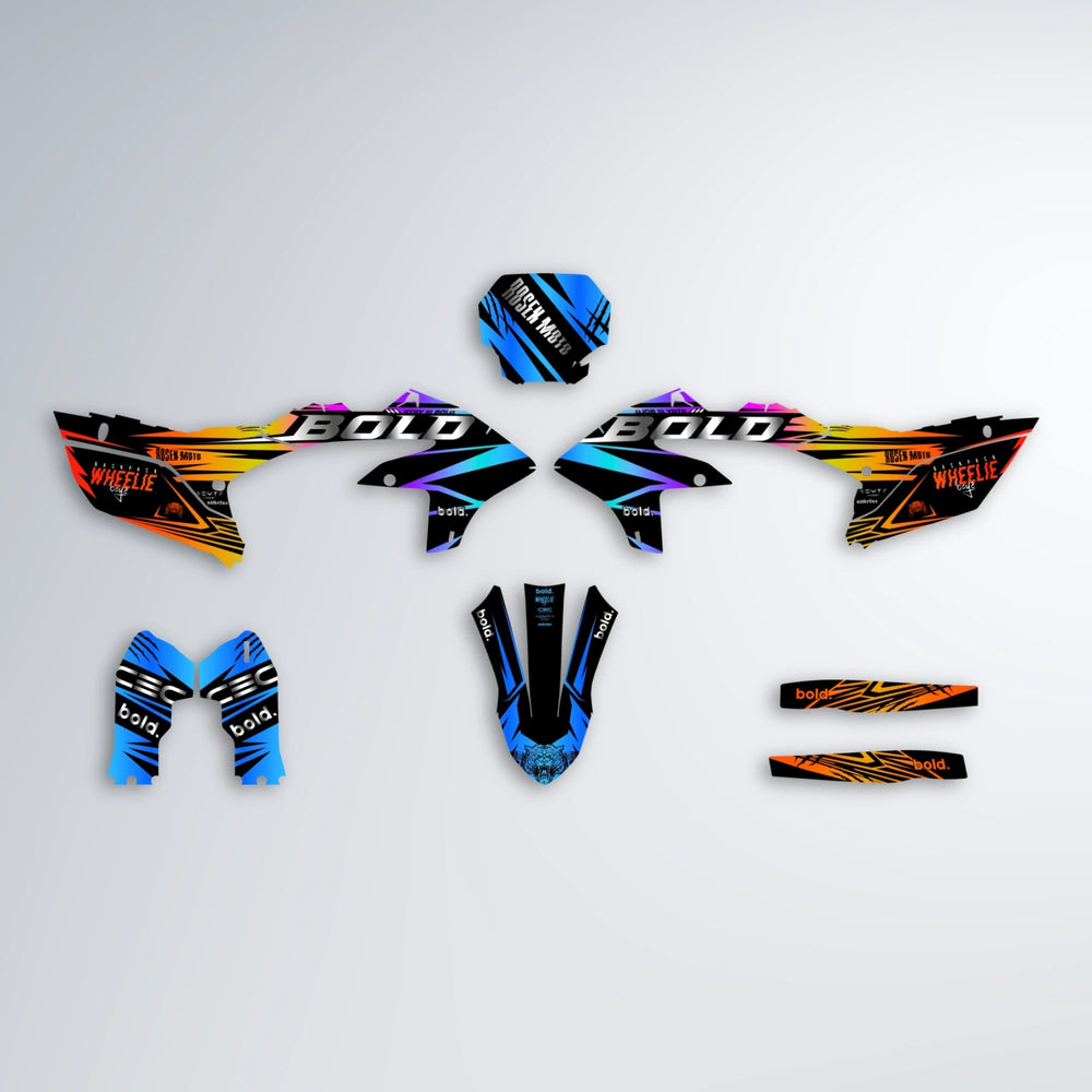 SEBBE ROSEN Yamaha YZF MX graphics kit parts layout in Sunset Fade