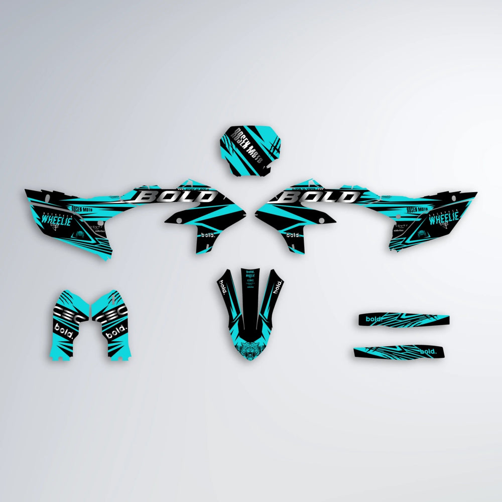 SEBBE ROSEN Yamaha YZF MX graphics kit parts layout in Teal