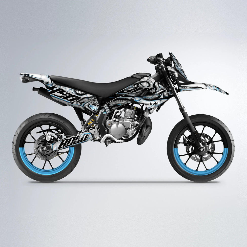 SERPENT Derbi Senda supermoto graphics kit in Light Blue & White