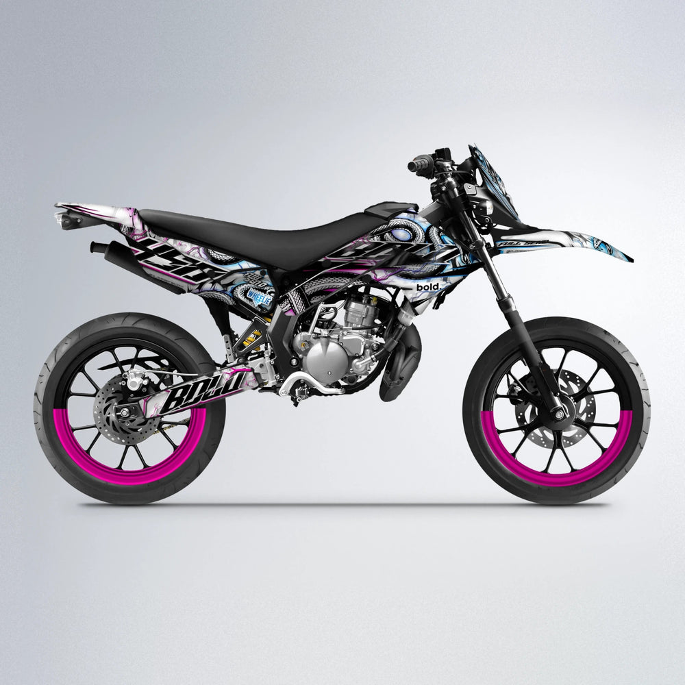SERPENT Derbi Senda supermoto graphics kit in Pink & Light Blue