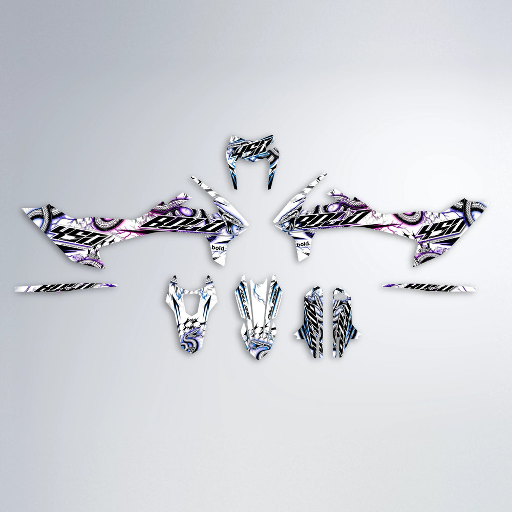 SERPENT KTM SMC 690 graphics kit parts layout in Blue Purple Fade