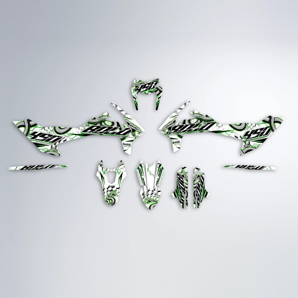 SERPENT KTM SMC 690 graphics kit parts layout in Green