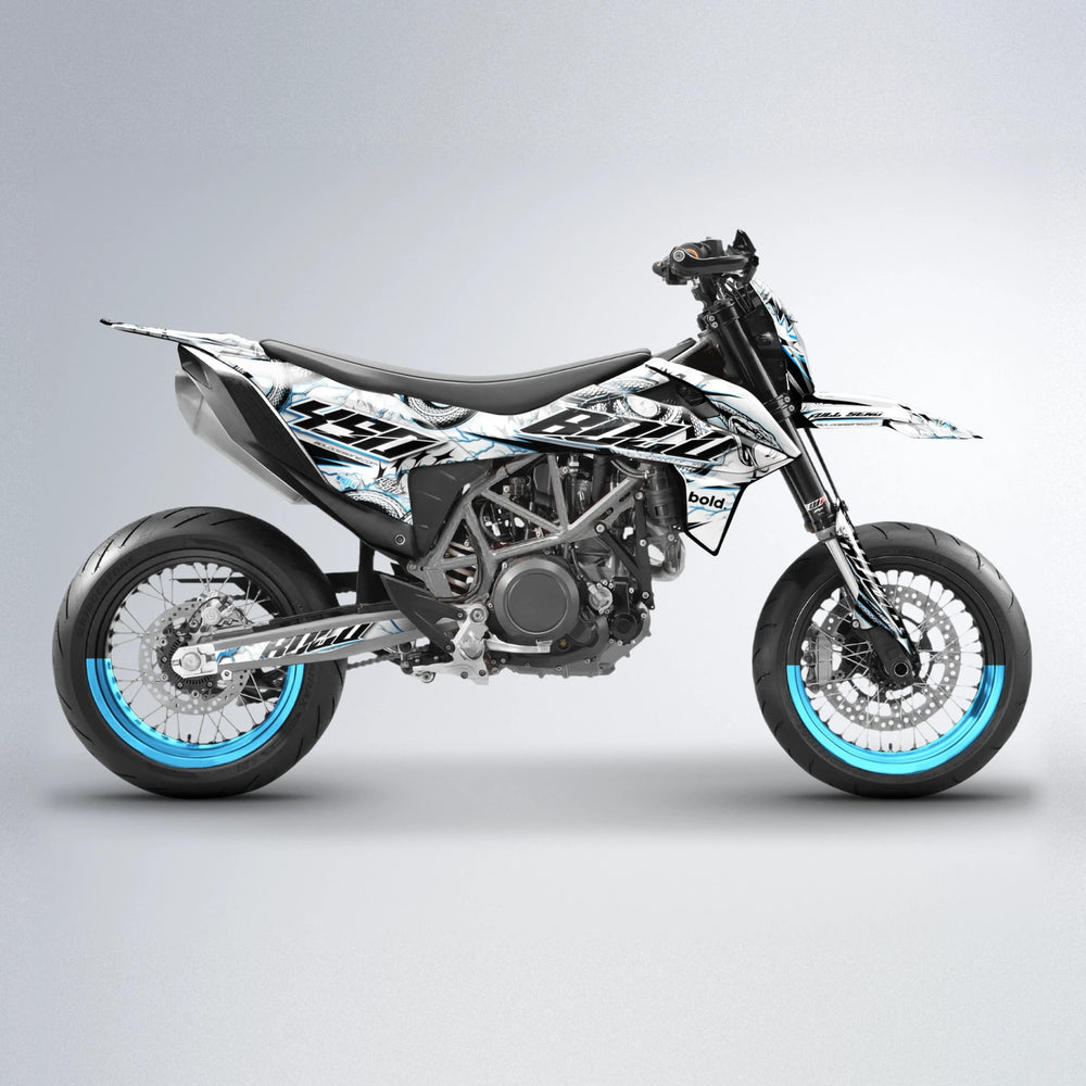 SERPENT KTM SMC 690 supermoto graphics kit in Light Blue & White