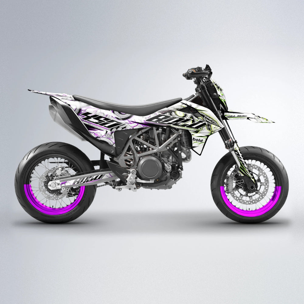 SERPENT KTM SMC 690 supermoto graphics kit in Purple & Yellow
