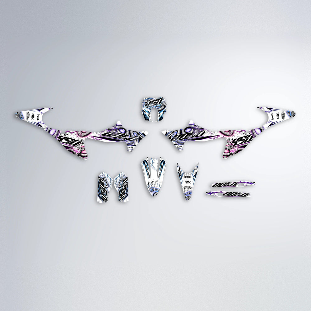 SERPENT Stark Varg SM graphics kit parts layout in Blue Purple Fade