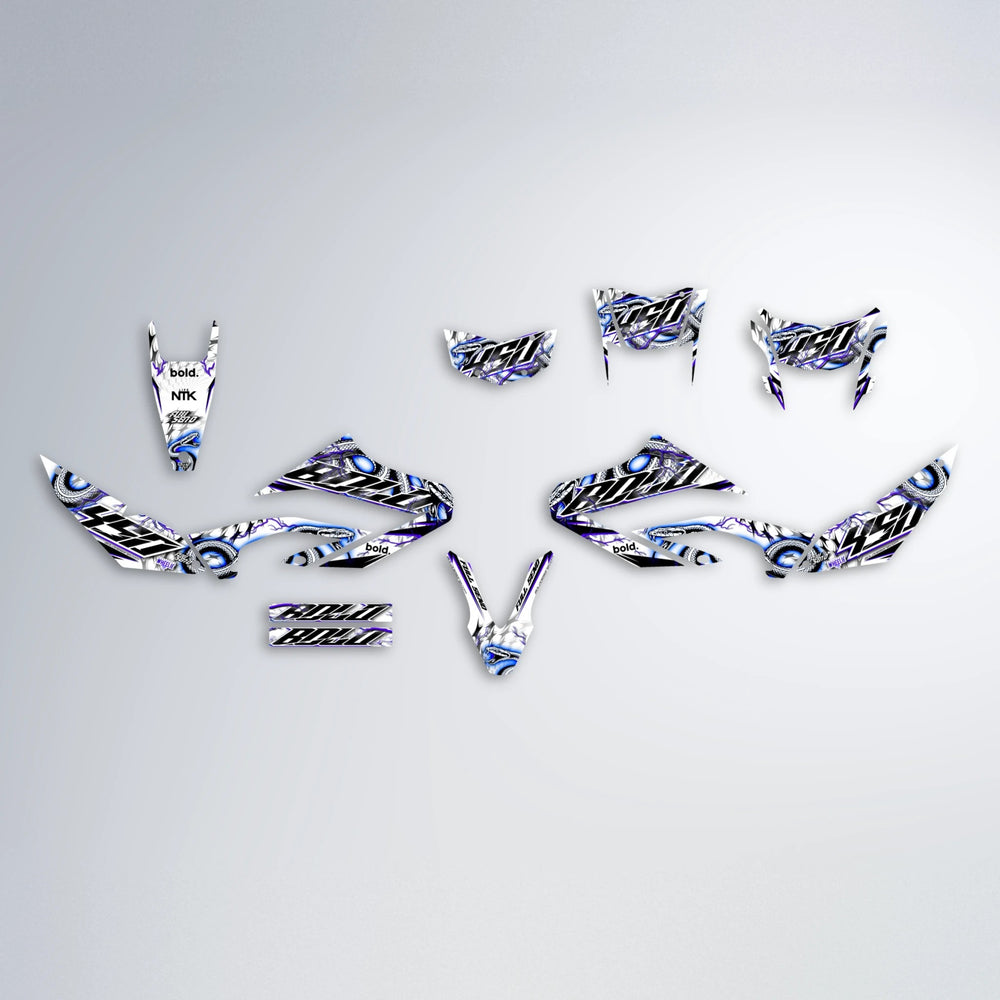 SERPENT Yamaha WR 125X graphics kit parts layout in Blue