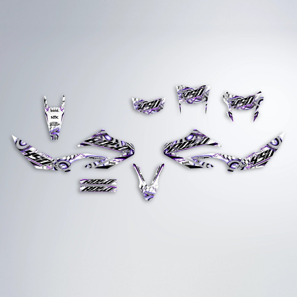 SERPENT Yamaha WR 125X graphics kit parts layout in Purple