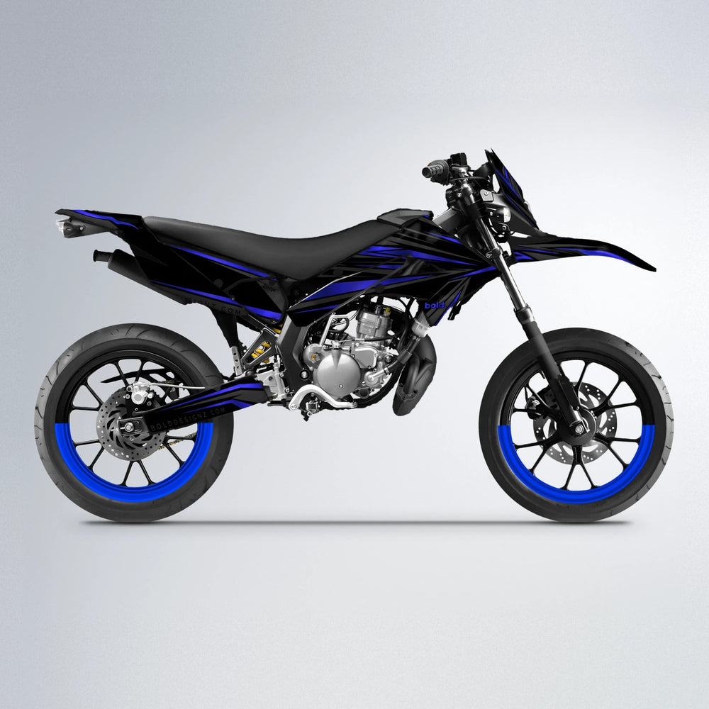 SKITZ Derbi Senda supermoto graphics kit in Blue