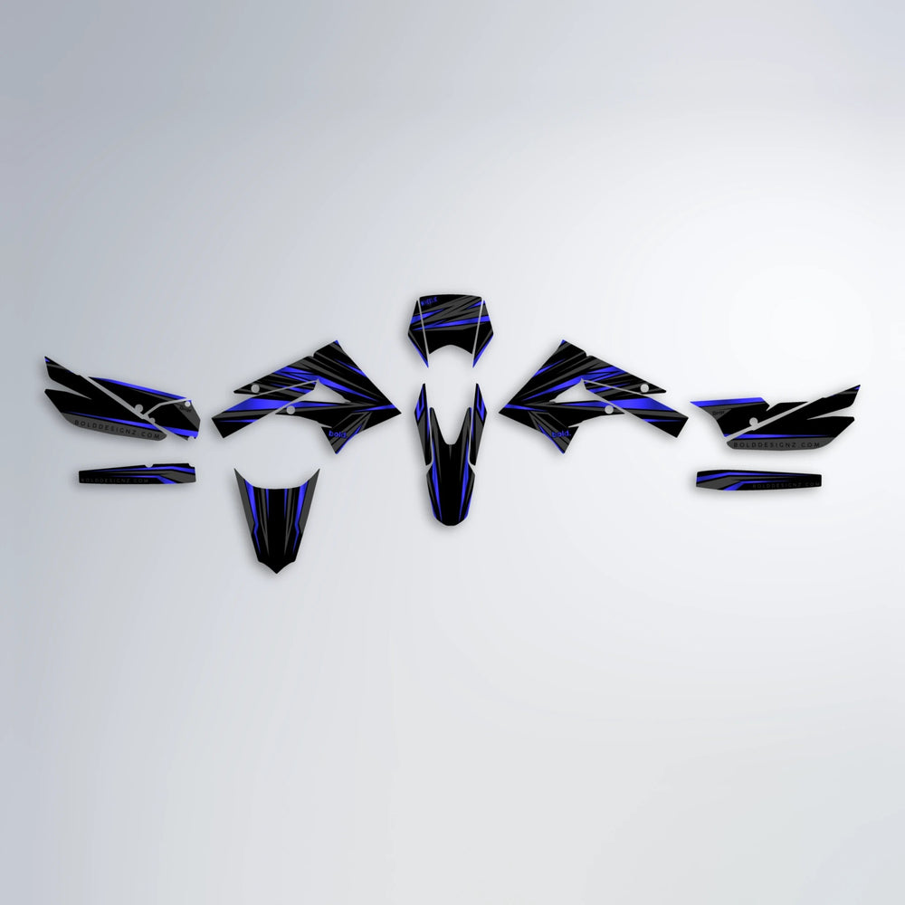 SKITZ Derbi Senda graphics kit parts layout in Blue