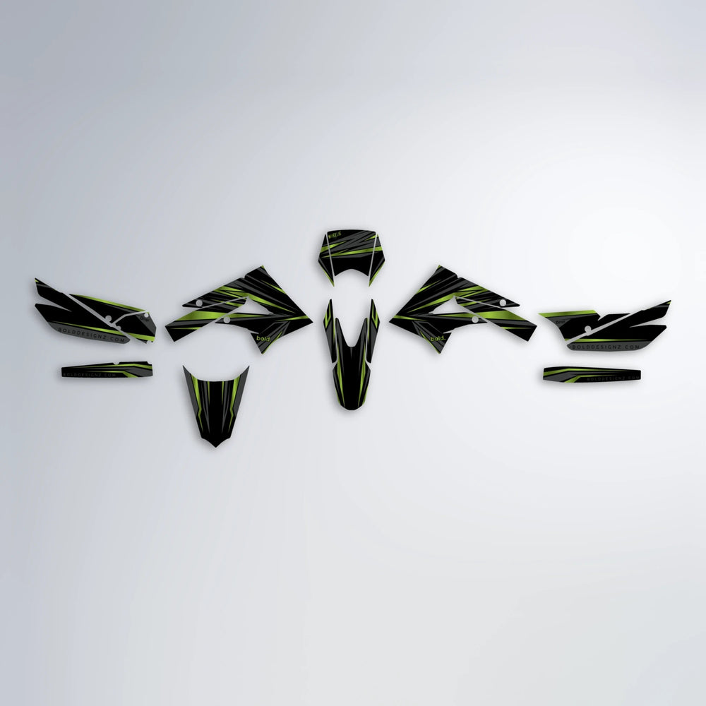 SKITZ Derbi Senda graphics kit parts layout in Olive