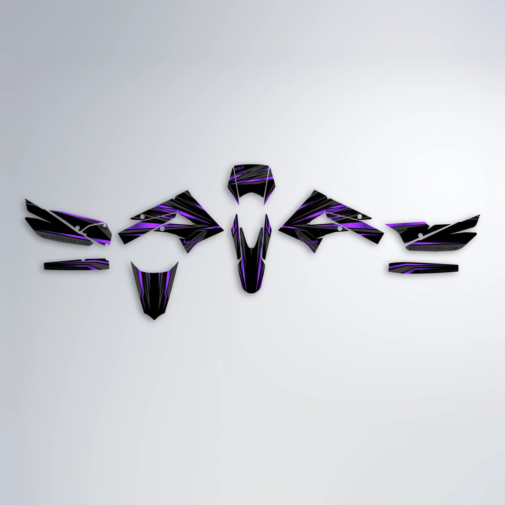 SKITZ Derbi Senda graphics kit parts layout in Purple