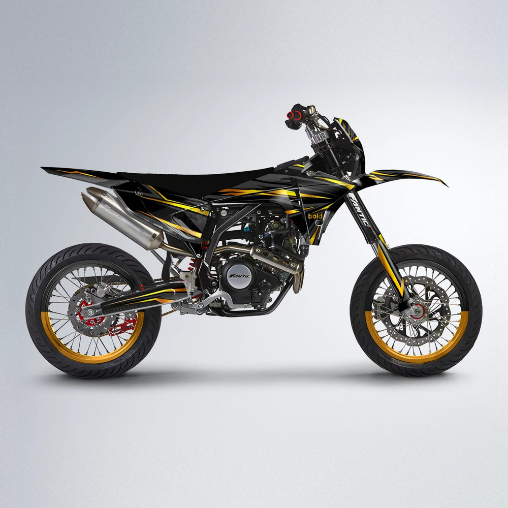 SKITZ Fantic supermoto graphics kit in Orange & Yellow