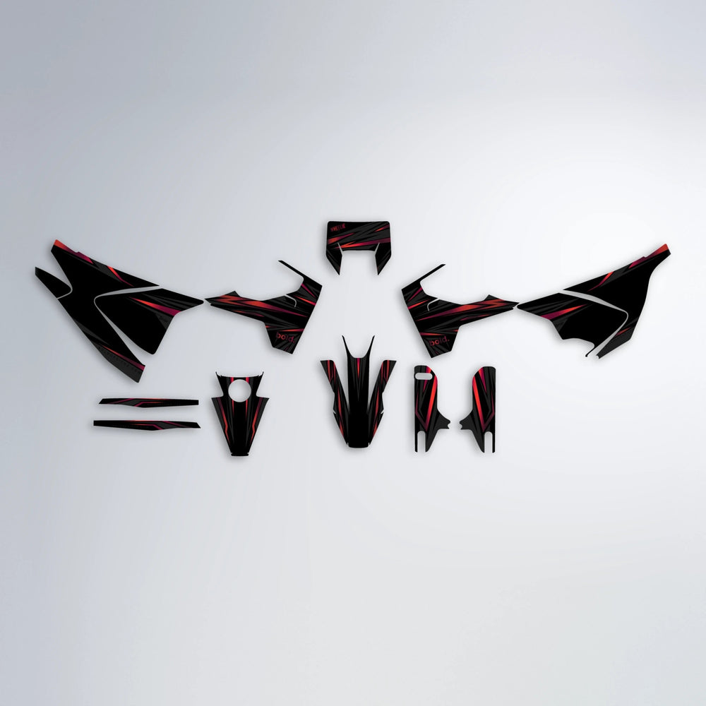 SKITZ Husqvarna 701 graphics kit parts layout in Black & Red