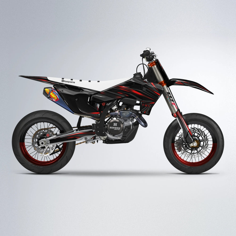 SKITZ Husqvarna FE/TE supermoto graphics kit in Black & Red