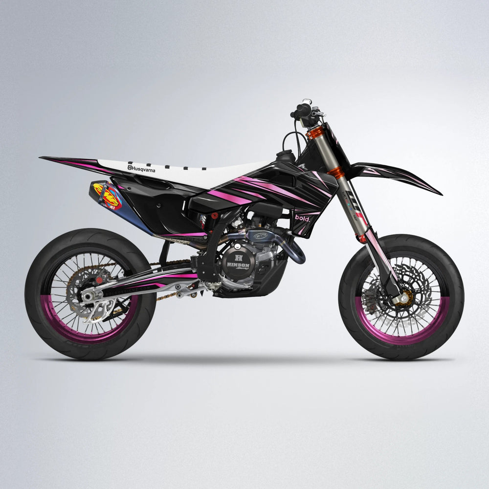 SKITZ Husqvarna FE/TE supermoto graphics kit in Flamingo