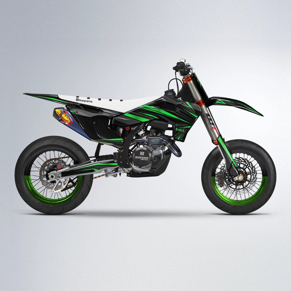 SKITZ Husqvarna FE/TE supermoto graphics kit in Green