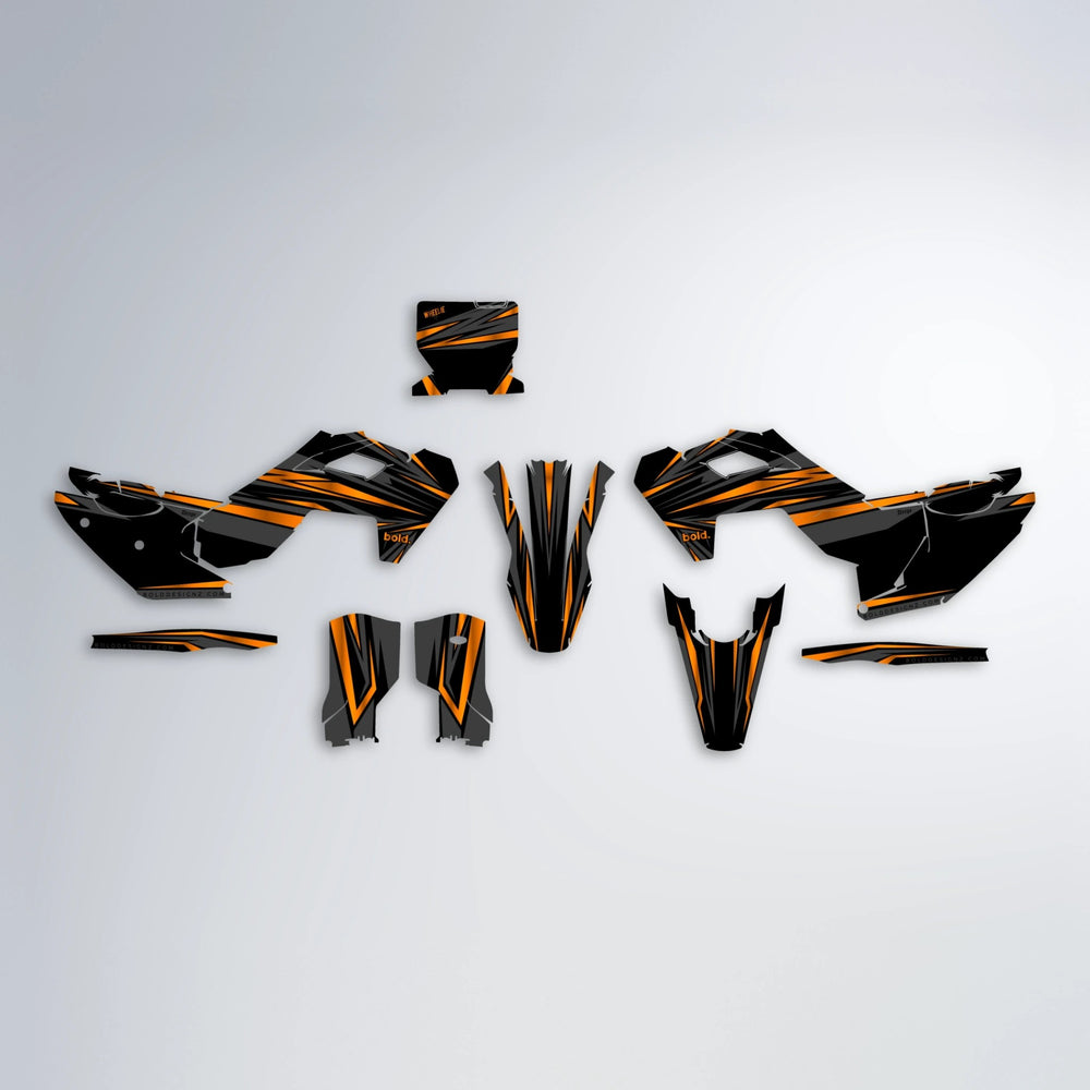 SKITZ Husqvarna FE/TE graphics kit parts layout in Orange