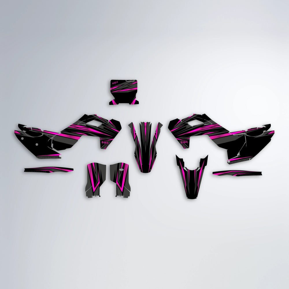 SKITZ Husqvarna FE/TE graphics kit parts layout in Pink