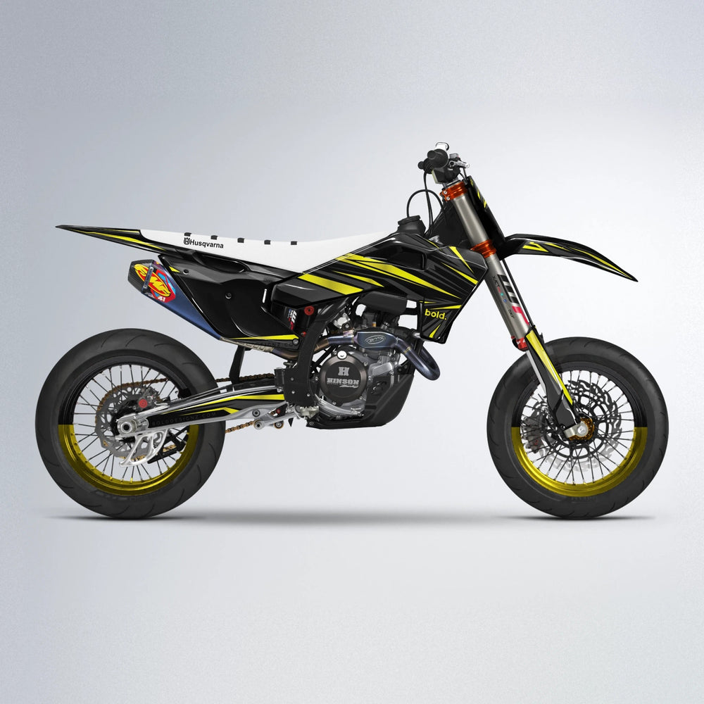SKITZ Husqvarna FE/TE supermoto graphics kit in Yellow