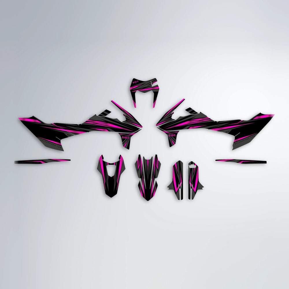 SKITZ KTM SMC 690 graphics kit parts layout in Pink