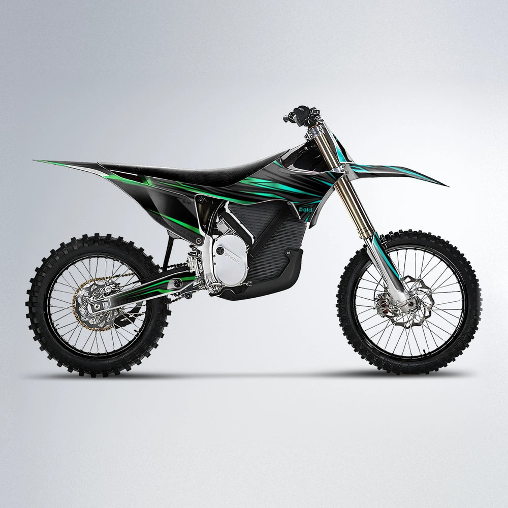 SKITZ Stark Varg MX motocross graphics kit in Cyan & Green