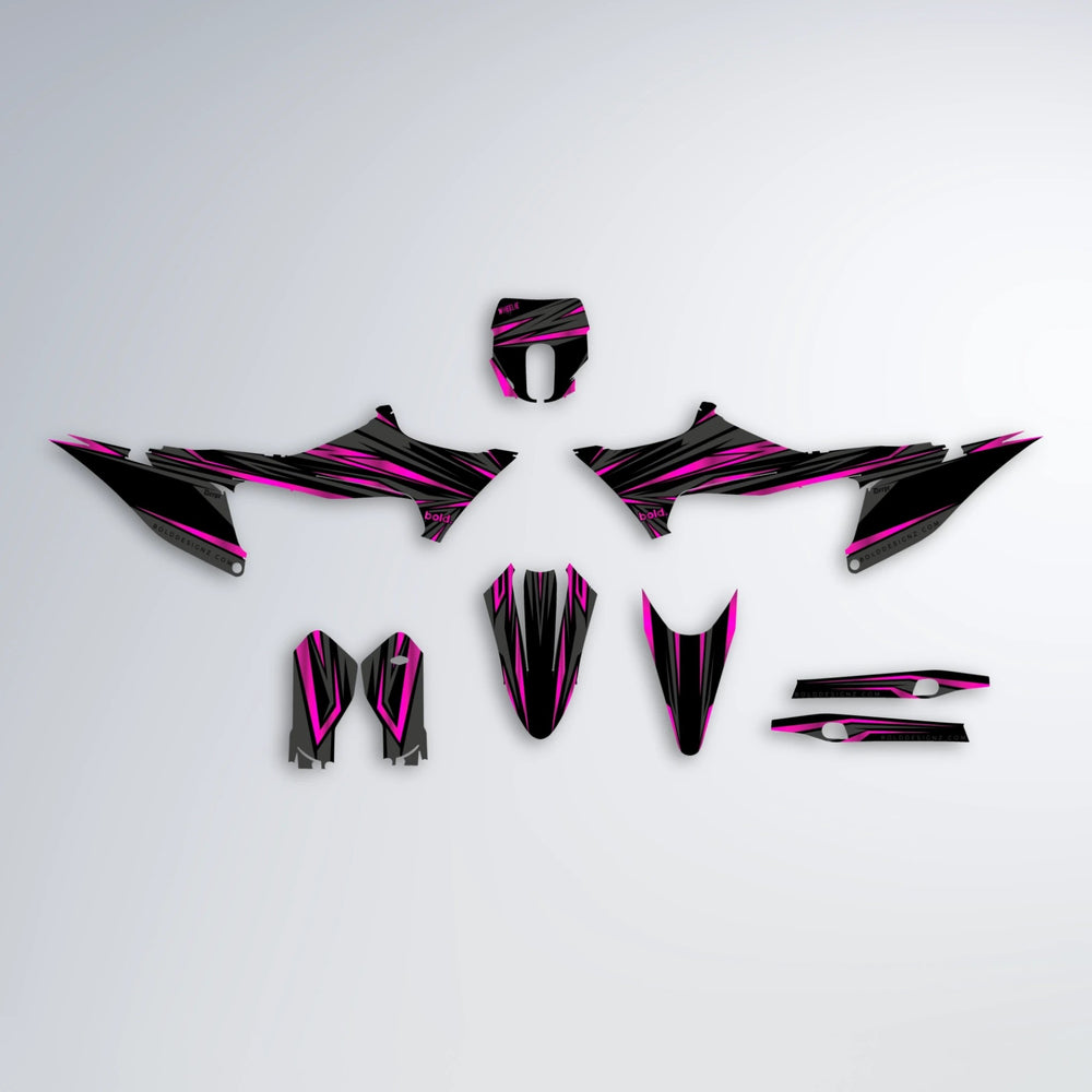 SKITZ Stark Varg MX graphics kit parts layout in Pink