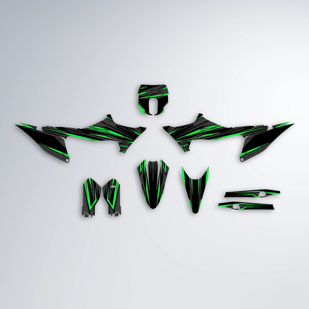 SKITZ Stark Varg SM graphics kit parts layout in Green