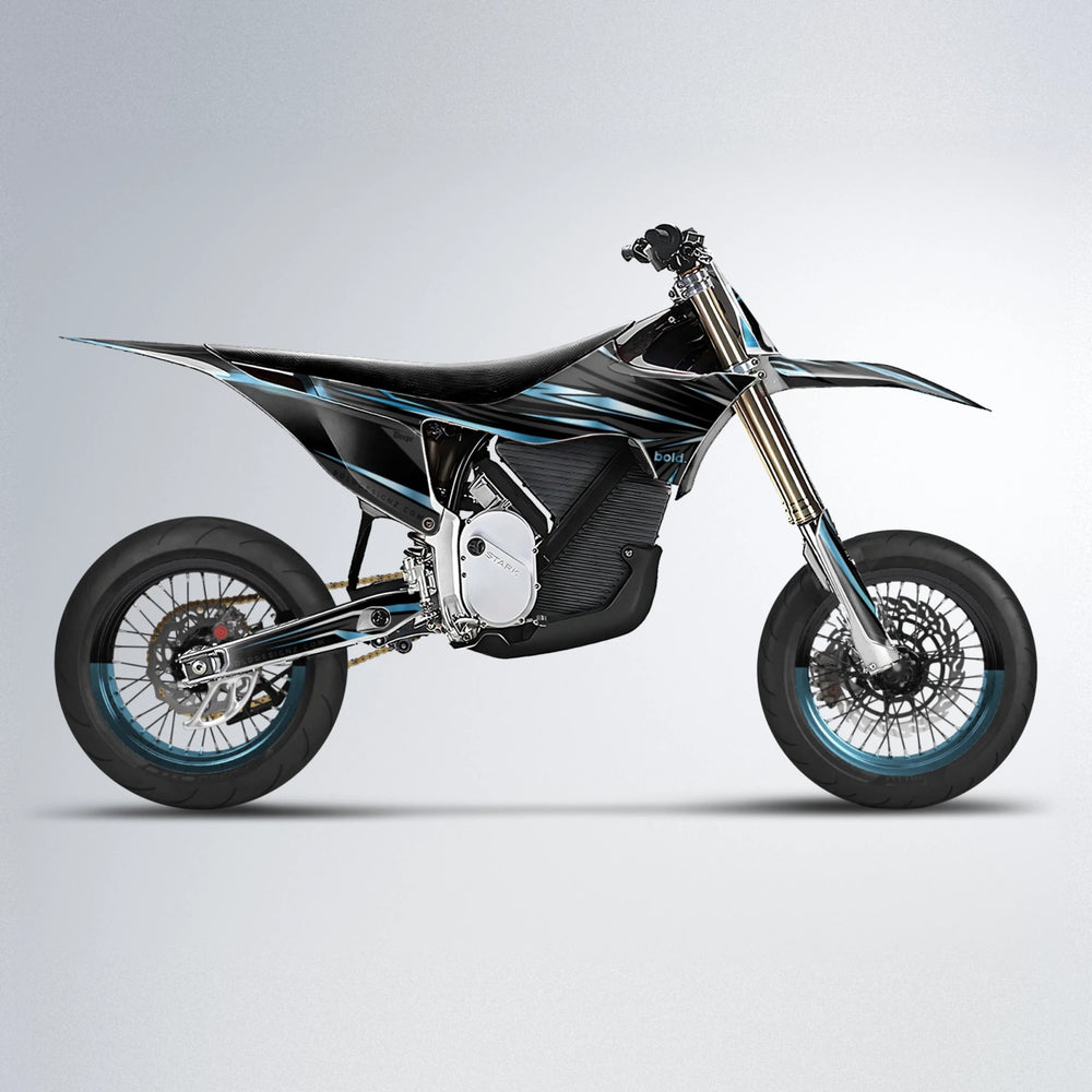 SKITZ Stark Varg SM supermoto graphics kit in Light Blue & White