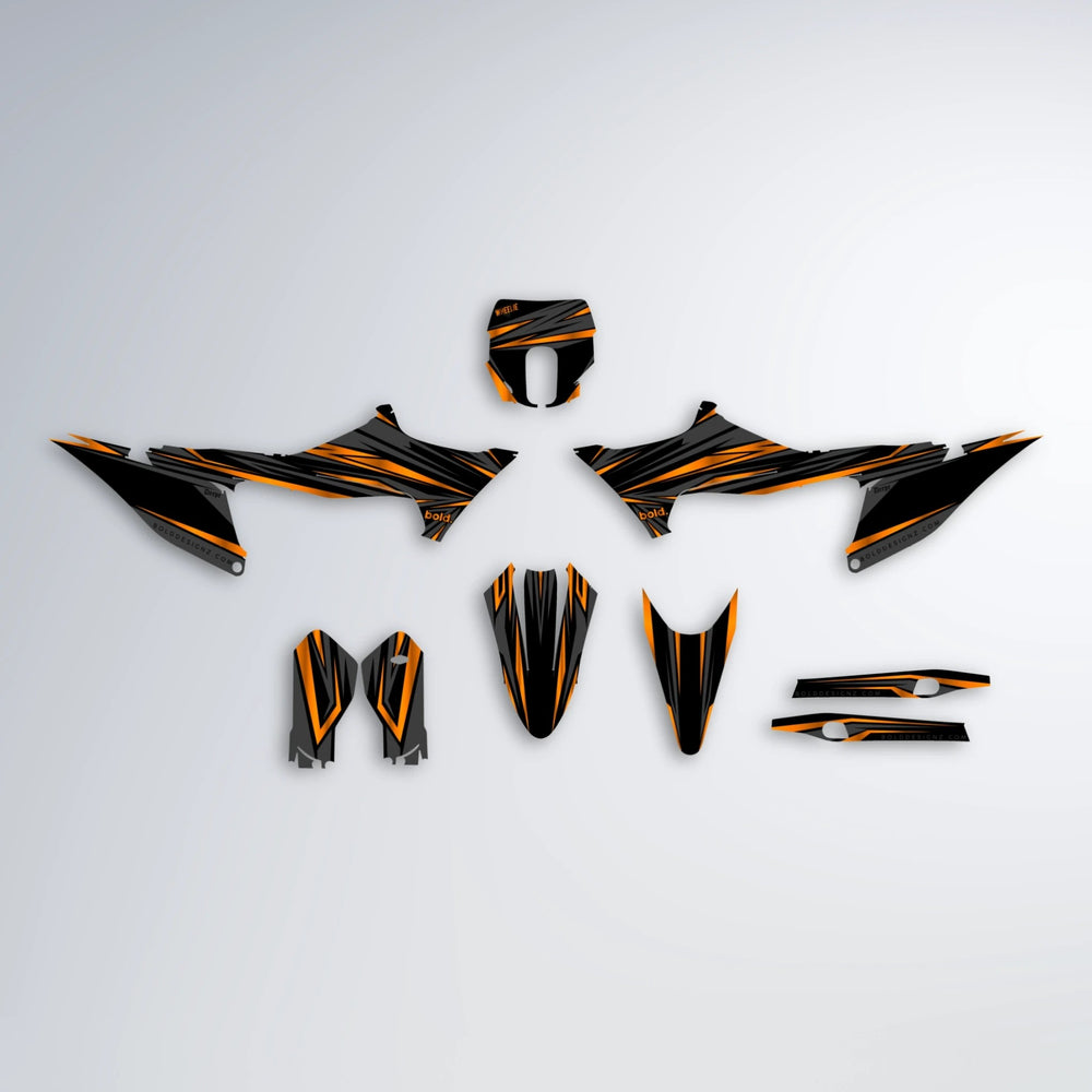 SKITZ Stark Varg SM graphics kit parts layout in Orange