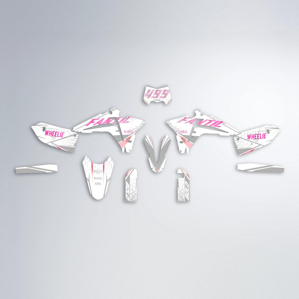 SKOOVBY Fantic graphics kit parts layout in Flamingo