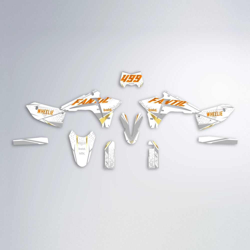 SKOOVBY Fantic graphics kit parts layout in Orange