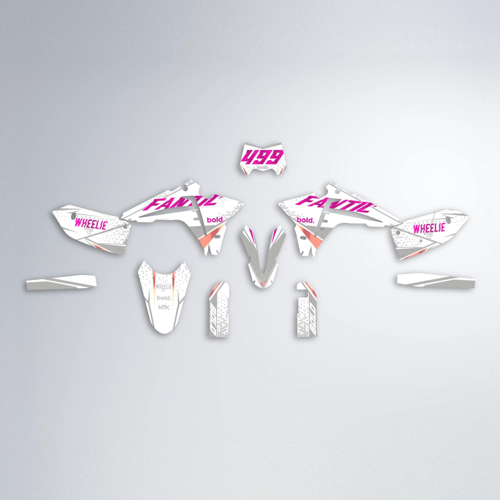 SKOOVBY Fantic graphics kit parts layout in Pink
