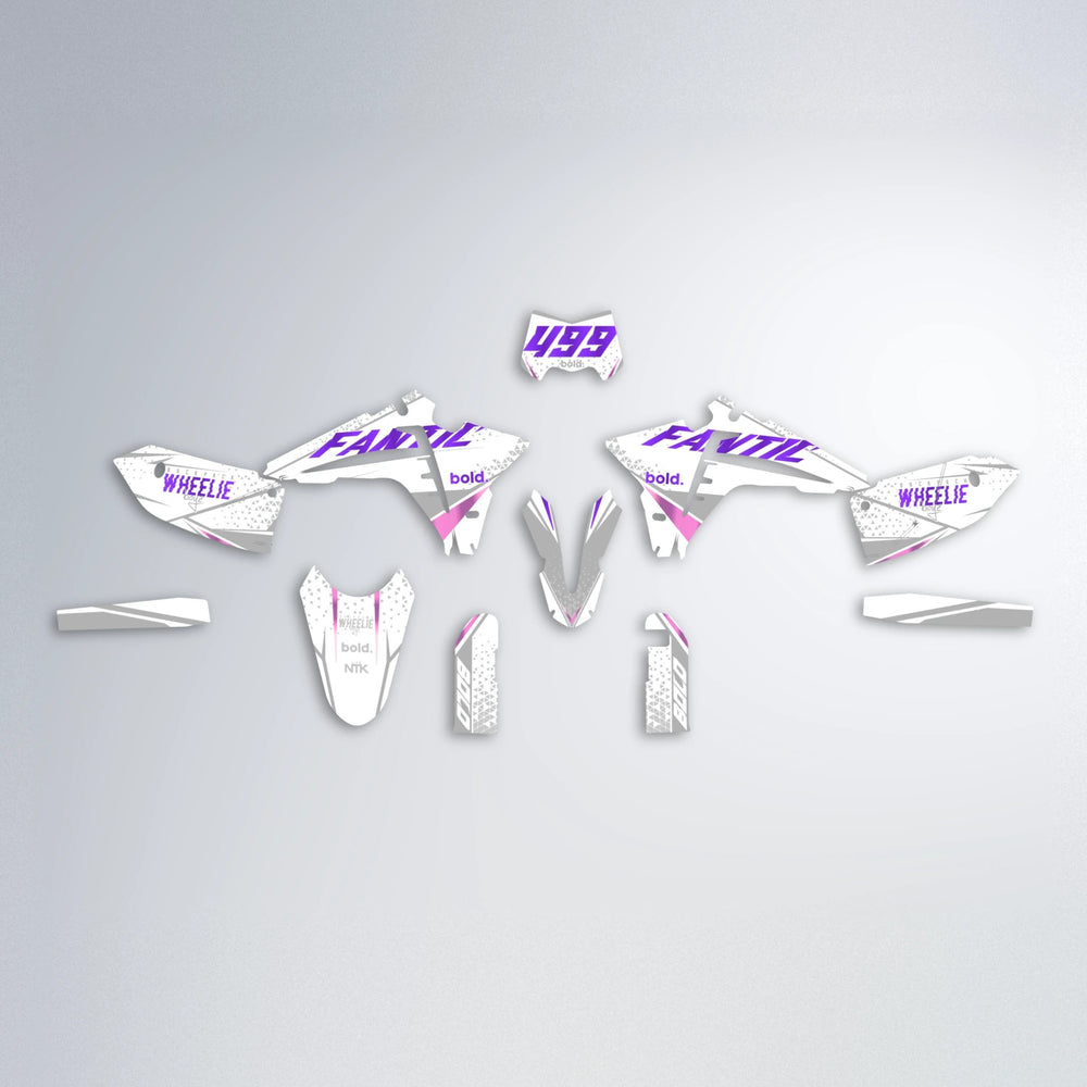 SKOOVBY Fantic graphics kit parts layout in Purple