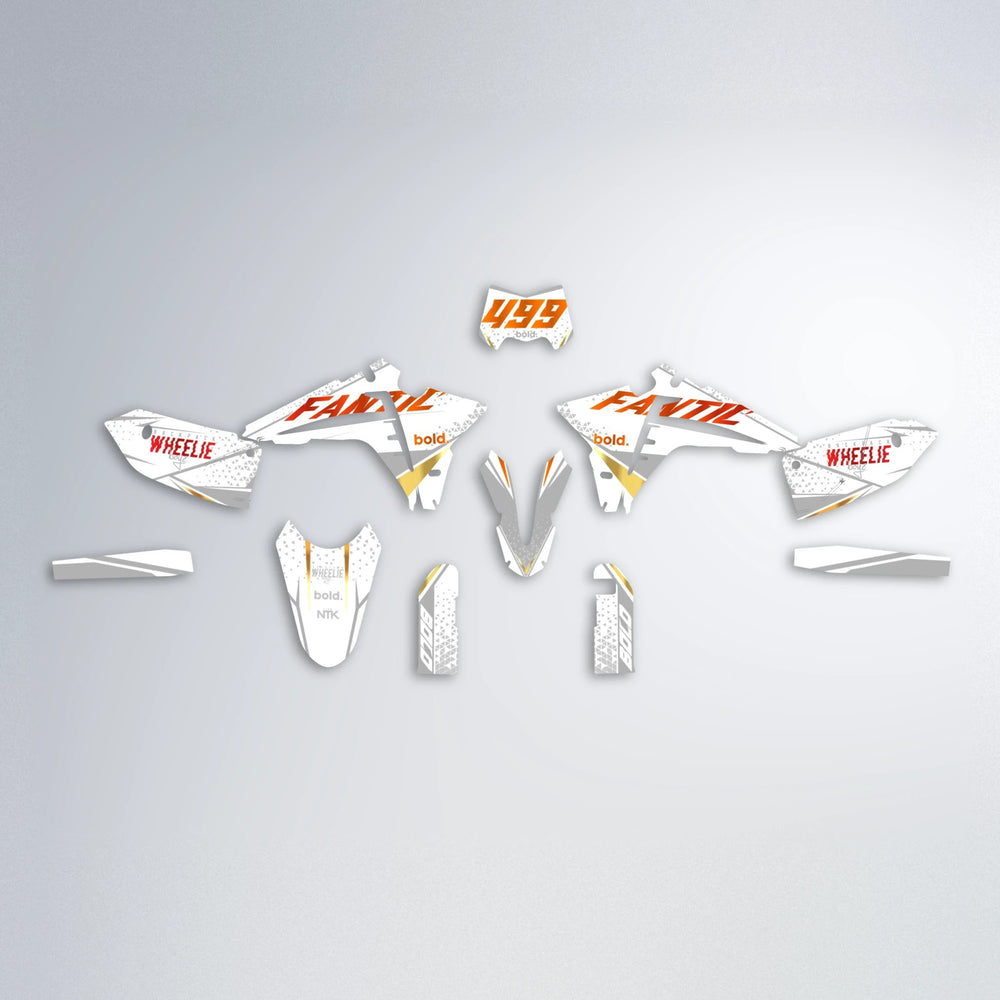 SKOOVBY Fantic graphics kit parts layout in Red & Orange