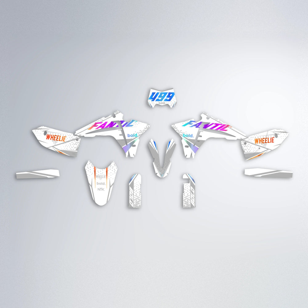 SKOOVBY Fantic graphics kit parts layout in Sunset Fade