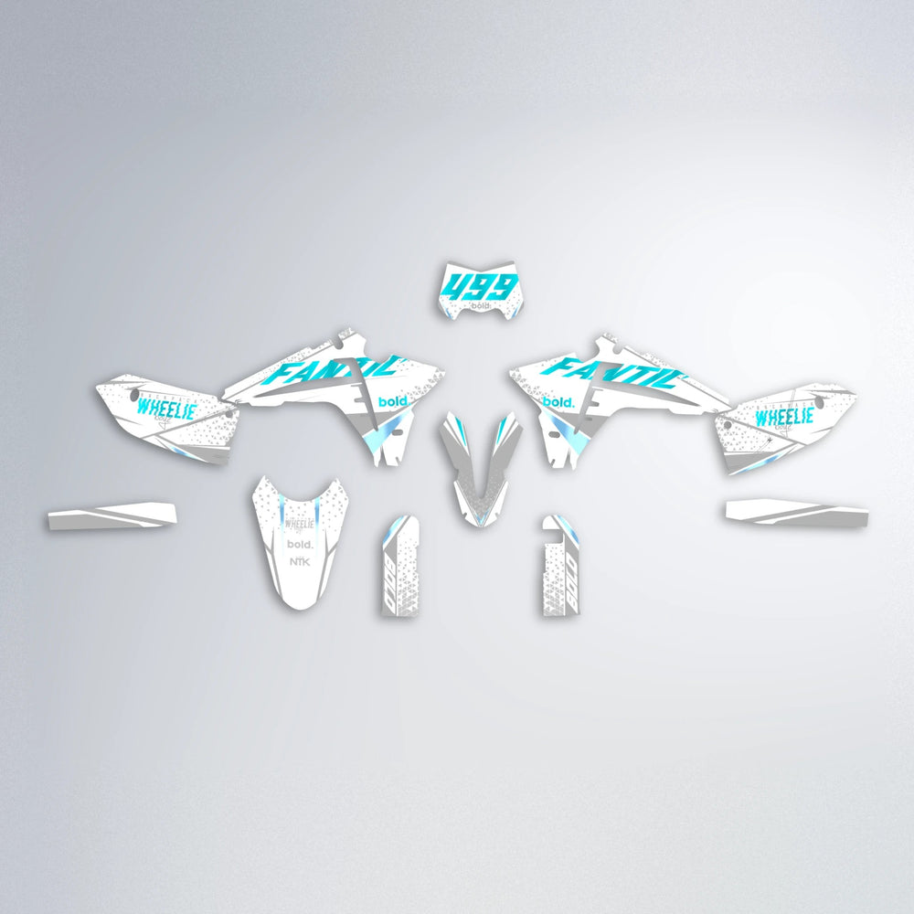 SKOOVBY Fantic graphics kit parts layout in Teal