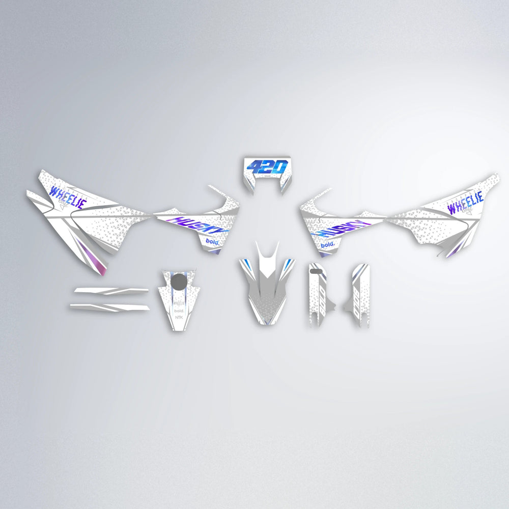 SKOOVBY Husqvarna 701 graphics kit parts layout in Blue Purple Fade