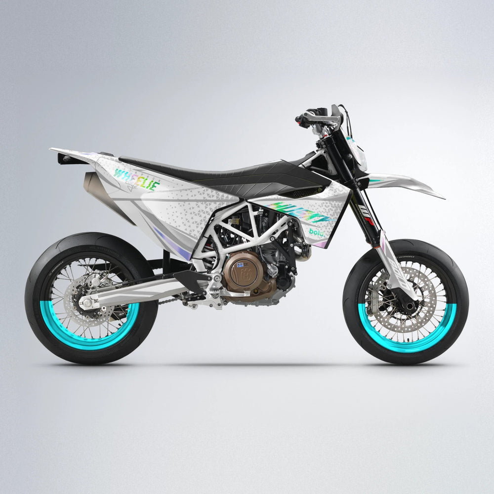 SKOOVBY Husqvarna 701 supermoto graphics kit in Cyan & Green