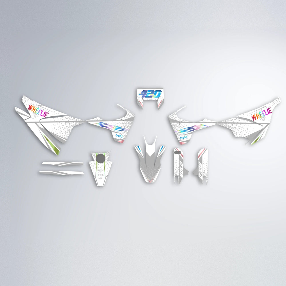SKOOVBY Husqvarna 701 graphics kit parts layout in Pink & Light Blue