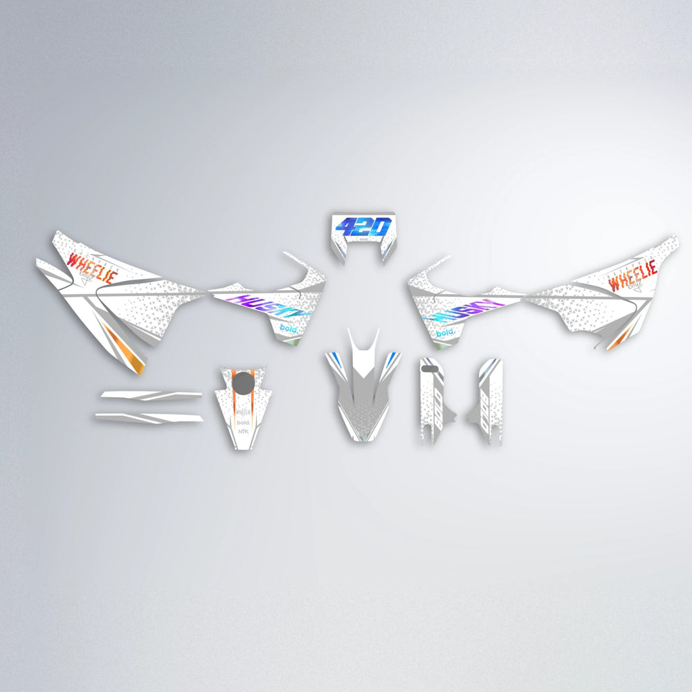 SKOOVBY Husqvarna 701 graphics kit parts layout in Sunset Fade
