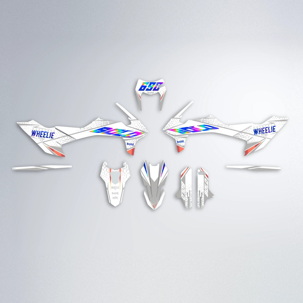 SKOOVBY KTM SMC 690 graphics kit parts layout in Blue