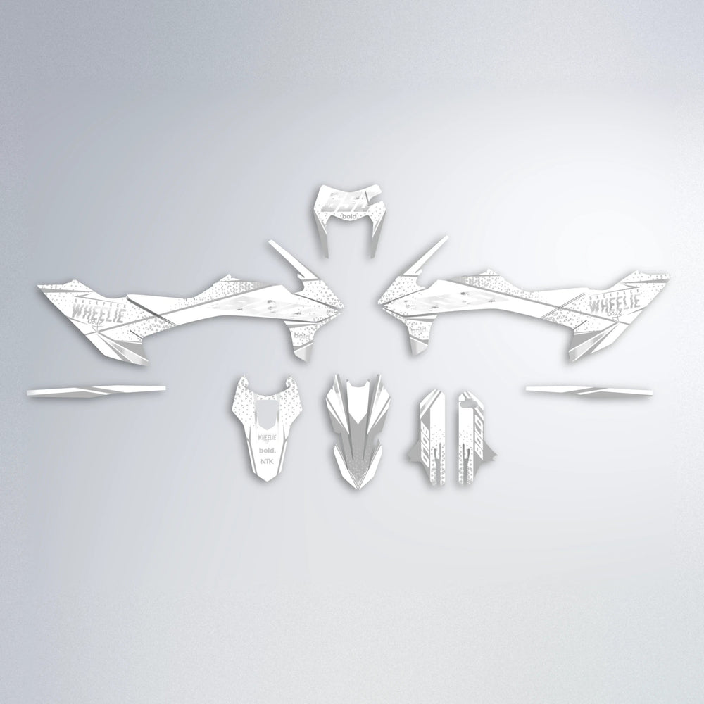 SKOOVBY KTM SMC 690 graphics kit parts layout in White