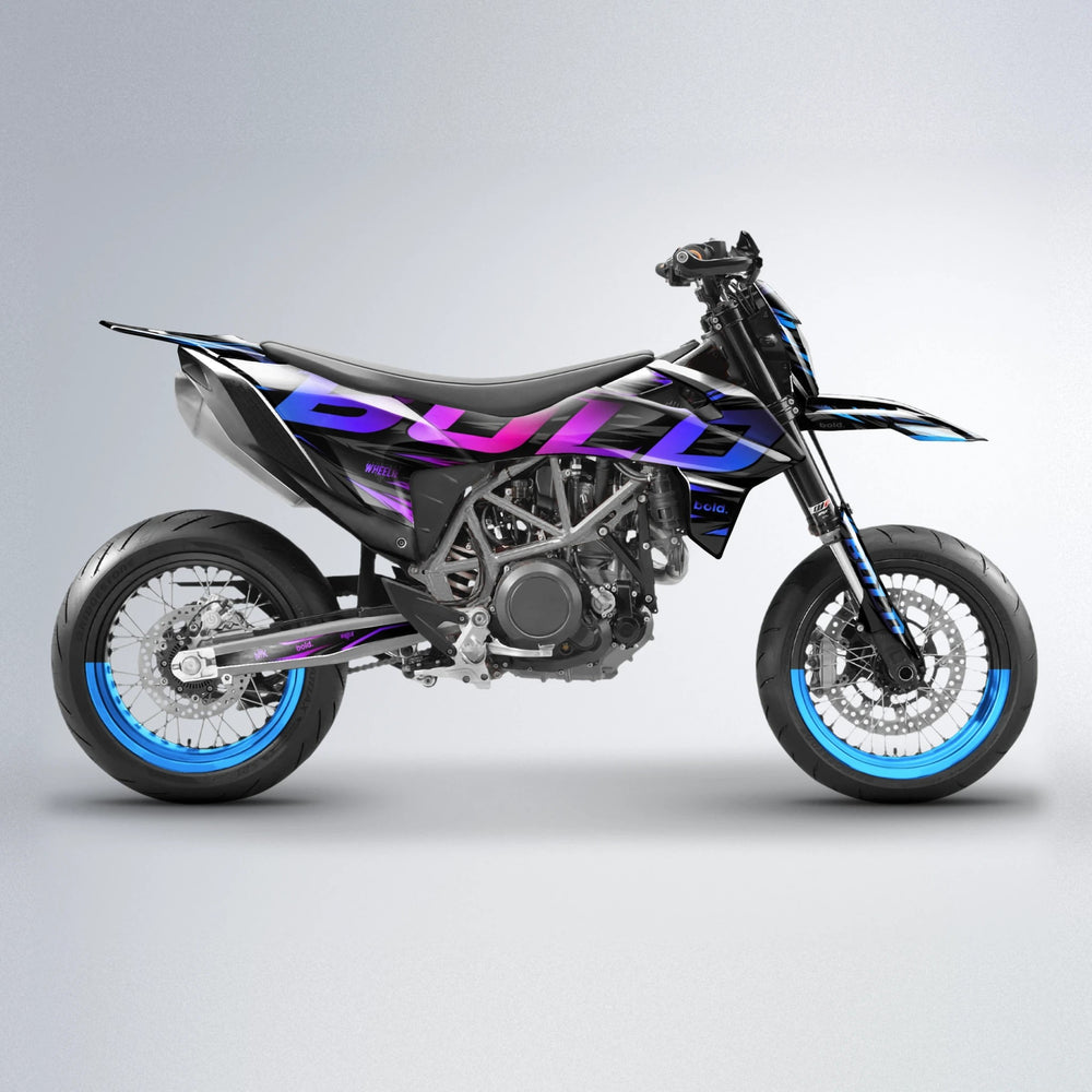 SLAUGHTER KTM SMC 690 supermoto graphics kit in Blue Purple Fade