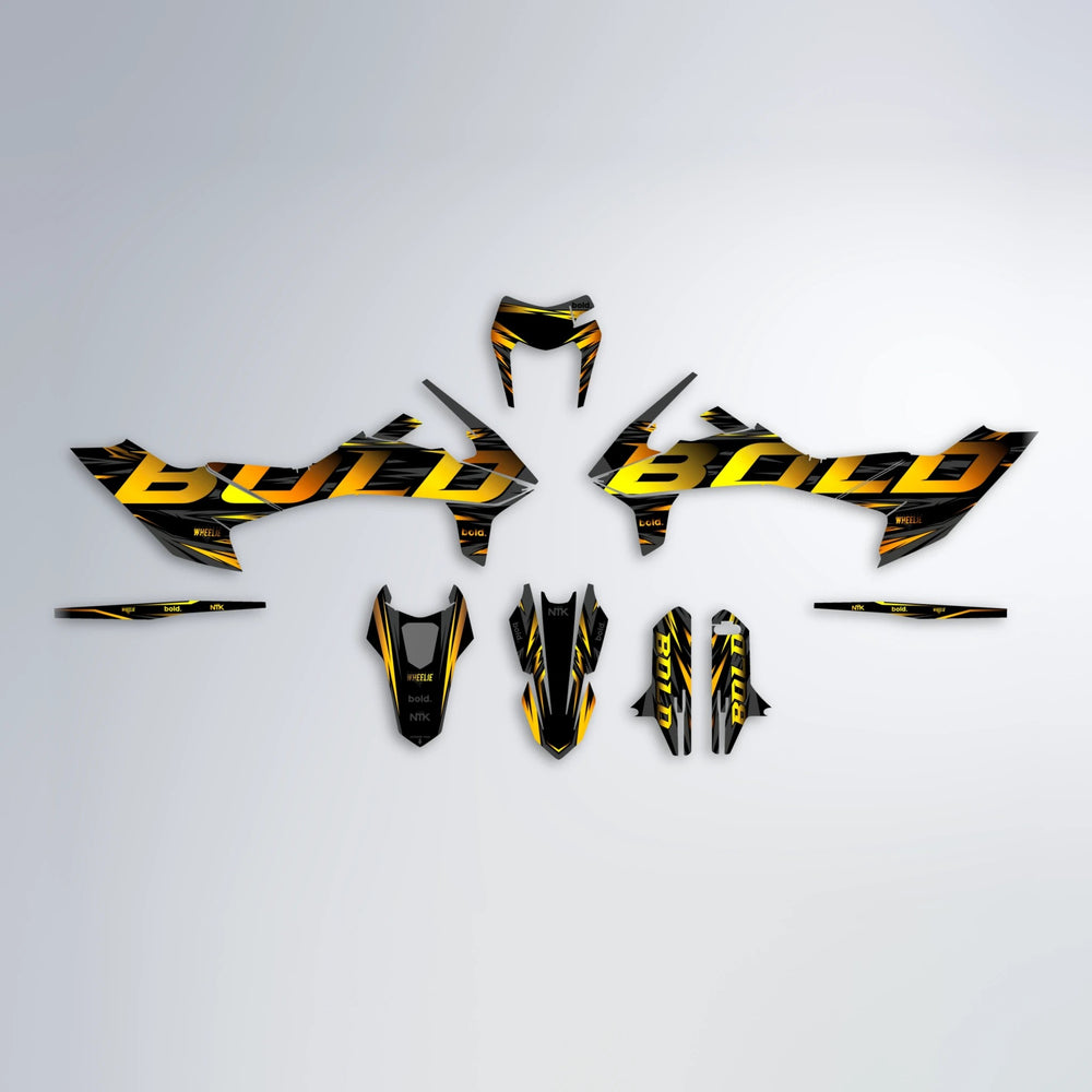 SLAUGHTER KTM SMC 690 graphics kit parts layout in Orange & Yellow