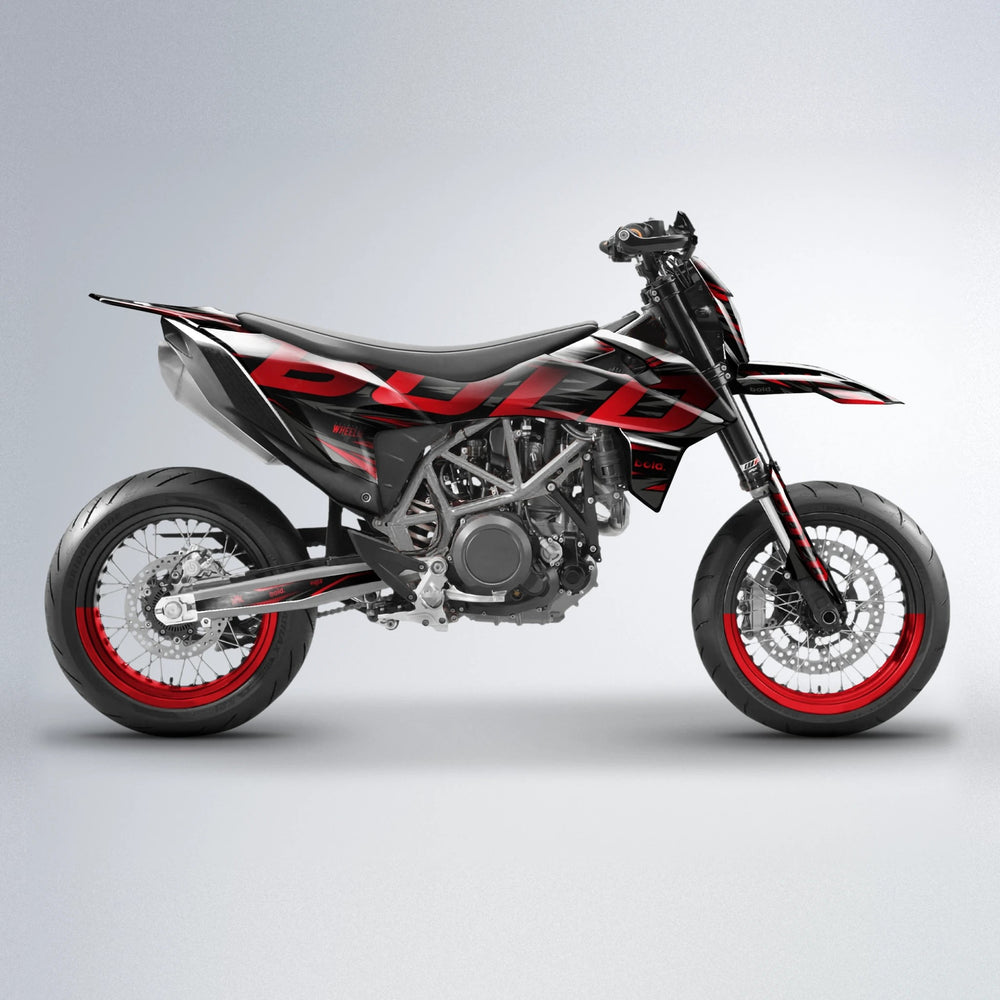 SLAUGHTER KTM SMC 690 supermoto graphics kit in Red