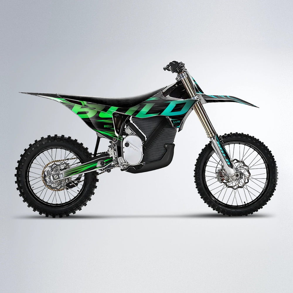 SLAUGHTER Stark Varg MX motocross graphics kit in Cyan & Green