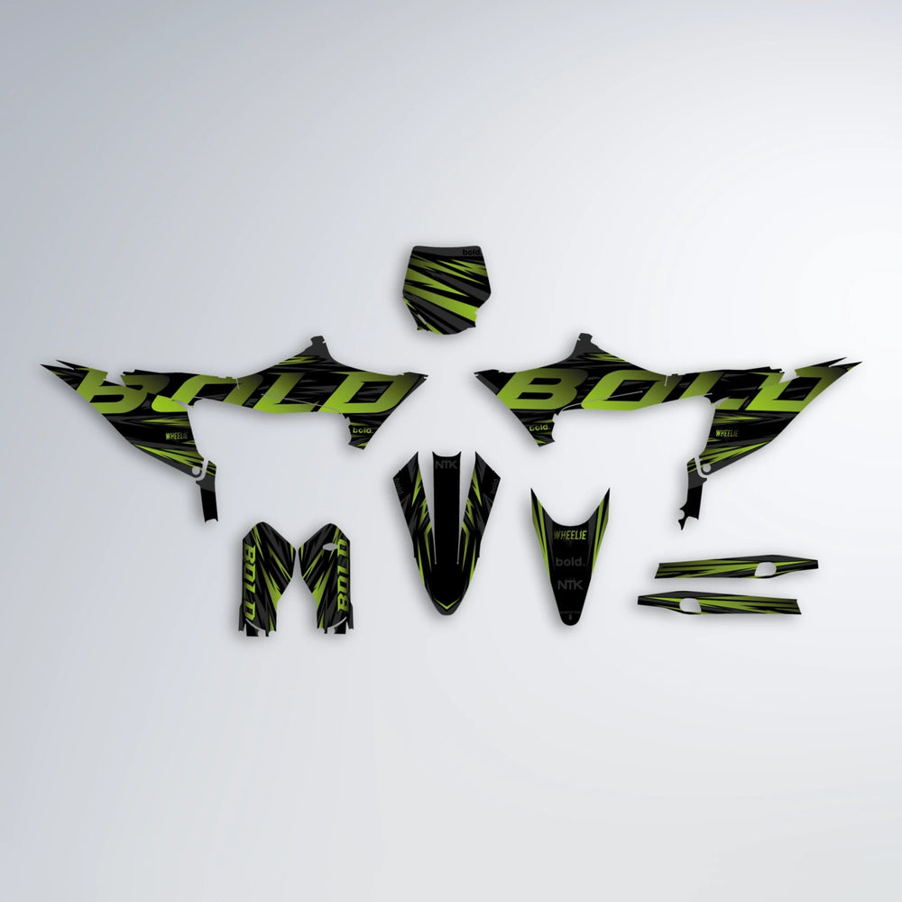 SLAUGHTER Stark Varg MX graphics kit parts layout in Olive
