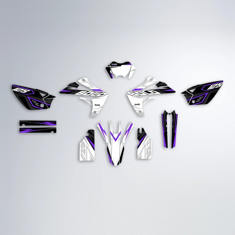 SPLIT Rieju MRT graphics kit parts layout in Purple